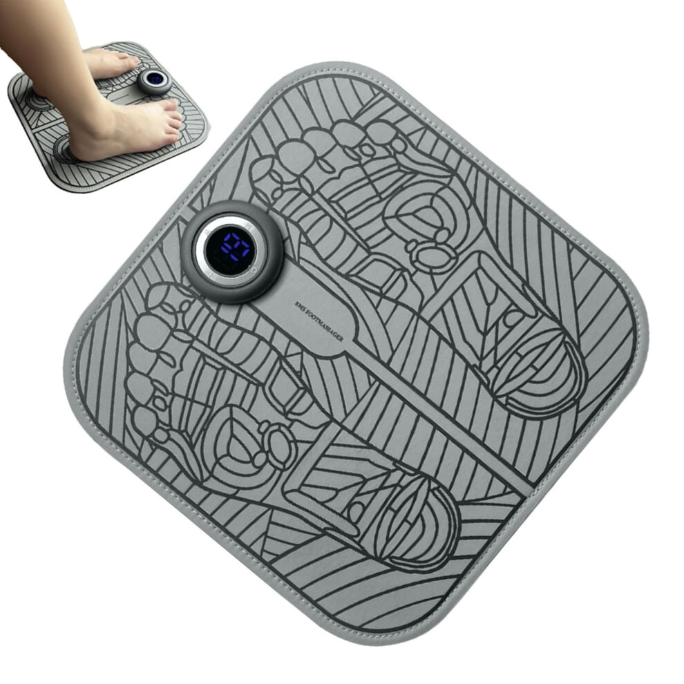 Electric Foot Massager Mat with Heat and Vibration, 8 Modes, 19 Intensities, Rechargeable EMS