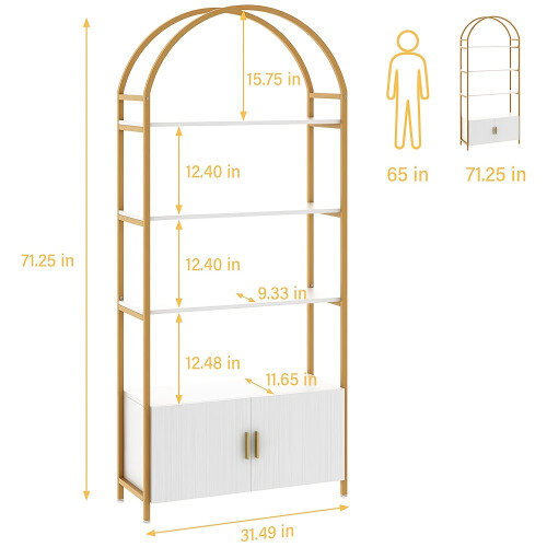 (Golden) Arched Bookshelf, Bookcase Industrial 1