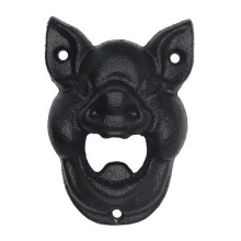 Vintage Pig Head Cast Iron Wall Mounted Bottle Opener Bar Supplies