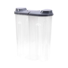 (Gray) 2500ml 2 Grid Plastic Food Storage Container Crisper Box Grain Sealed Organizer Orange