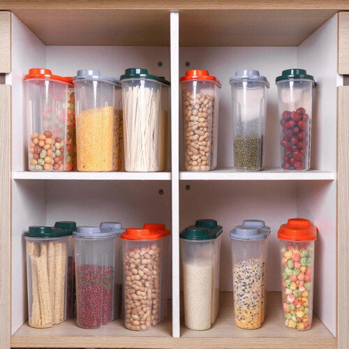 (Orange) 2500ml 2 Grid Plastic Food Storage Container Crisper Box Grain Sealed Organizer  Orange 1