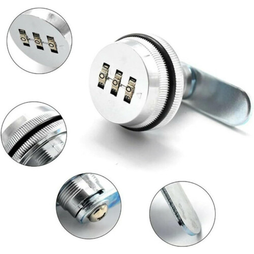 3Digit Combination Lock Zinc Alloy Password Cabinet Mailbox Drawer Locker Resettable Security 1