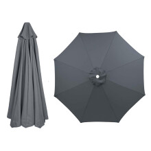 8 Ribs Patio Umbrella Replacement Canopy Gray 2.5m/8.2ft Water Resistant UV Protective Parasol Cover For Garden Beach