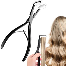 (Black) Tape in Hair Extensions Plier, Stainless Steel Flat Surface Extensions Tape Sealing Clamp Pliers Tool