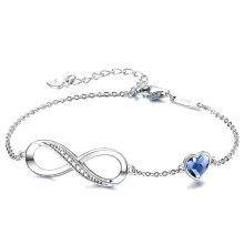 Sterling Silver Bracelets for Women, Hypoallergenic Materials with Elegant Design, Timeless Style Infinity Heart Charm Bracelet, Ideal for Romantic Je
