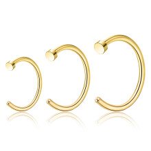Open Nose Rings for Nostril Septum, Long-lasting Shine 316L Surgical Steel C-Shaped Hoop, Huggie Style Fake Nose Jewelry, Comfortable Light Easy to We