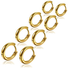 Earrings Set 4 Pairs, Gold Hoop Earrings, Earring Jewellery Gifts, for Ladies Girls Birthday Graduation, Stainless Steel Hoop Earrings, 8/10/12/14mm