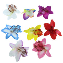 Presilha de cabelo com flor artificial estilo havaiano, tema ilha, com detalhes em pérola, presilha de cabelo com flor tropical, orquídea dupla.