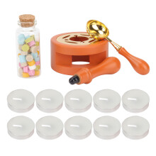 Wax Seal Spoon and Furnace Kit Adjustable Temperature Wax Melter for Envelope Sealing, Durable Wood and Metal Build, Suitable for Wedding Invitations