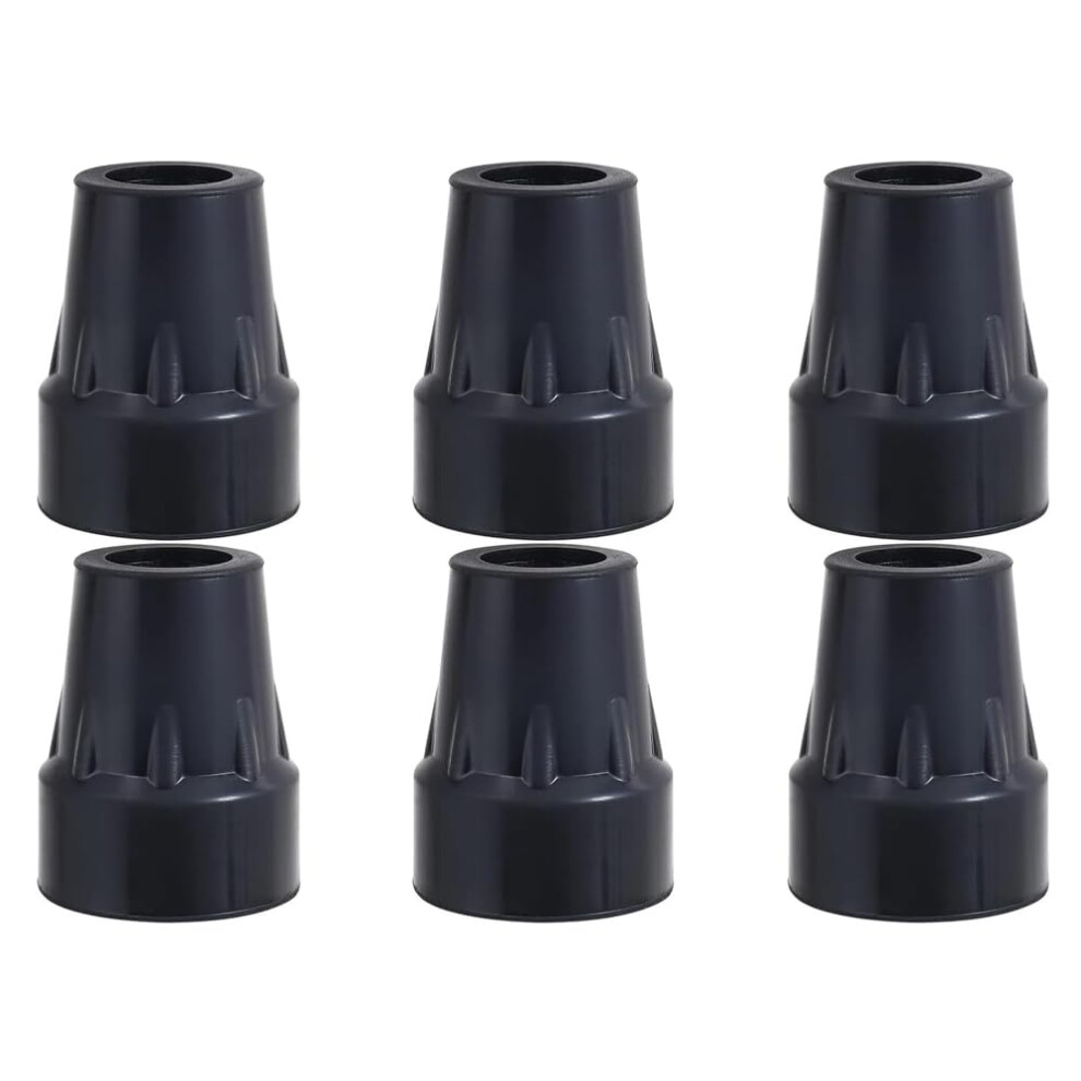 Black Cane Tips 6Pack, 3/4Inch Replacement Rubber Cane Tips For Canes, Crutches, Walking Sticks, And Walkers,