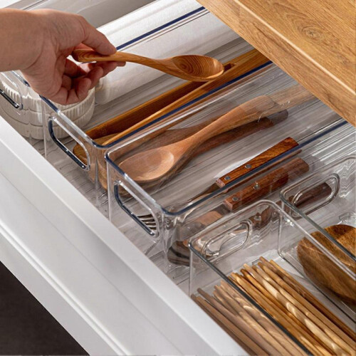 Transparent Kitchen Storage Box for Fridge Pantry Countertops - 2XL 2