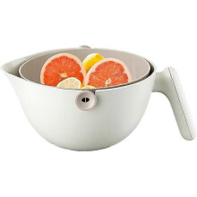 Pasta Colander, 2 In 1 Plastic Colander, Vegetable Basket, Double Layer Rotating Drain, for Cleaning Fruits And Vegetables(white)