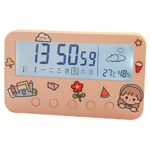 (Pink) for Smart Alarm Clock Bedside Desk Table Electronic Clock Snooze Nightlight Cloc  White