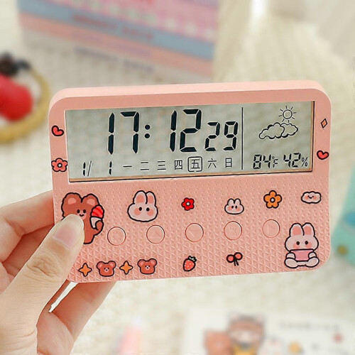 (Pink) for Smart Alarm Clock Bedside Desk Table Electronic Clock Snooze Nightlight Cloc  White 2