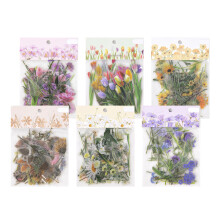 Vintage-Blumenaufkleber-Set für DIY-Bastelarbeiten, transparente, wasserfeste PET-Blumenaufkleber, kratzfest und langlebig, Aquarell-Wildblumenmotive