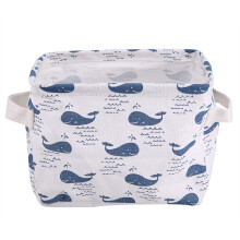 Cesto retangular em formato de baleia, ideal para enxoval de bebê, com forro impermeável. Cesto dobrável de lona para guardar roupas e brinquedos,