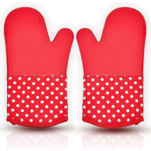 Silicone Oven Glove Heat Resistant Oven Mitts Red Double Baking Gloves Pot Holder Glove Gift