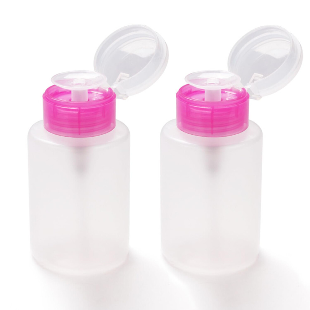 Pink Push Down Empty Lockable Pump Dispenser Bottle 150Ml 2 Pack, Nail Polish And Makeup Remover, Pl002