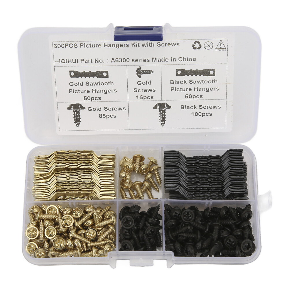 Picture Hanging Kit: 100X 4Mm Sawtooth Hangers + 240 Screws Multi-Color 8411377209385