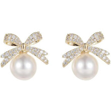 Rhinestones Bow Drop Earrings for Women, Crystal Silver Bowknot Tassels with Lightweight Shiny Bar Earrings Design, Hypoallergenic Christmas Bow Earri