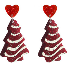 Joyería navideña para mujer, joyería festiva para mujer, pendientes colgantes de árbol de Navidad de acrílico con flecos coloridos, lindos
