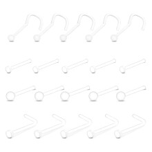 Clear Nose Stud,Clear Nose Stud Rings 20G Bioflex Flexible L Shaped Bone Spiral Curved 7mm Crystal Nose Screw Bars Piercing