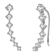 Pendientes trepadores de oreja, pendientes trepadores de oreja de circonita cúbica, pendientes de botón hipoalergénicos, pendientes trepadores de