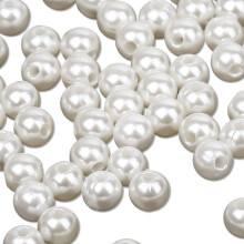 Glänzende und elegant wirkende Glasperlen, 6 mm große, elfenbeinfarbene Imitationsperlen für Schmuck, Bastelarbeiten, Vasenfüllung,