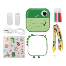 Dinosaurus-fotocamera met instant print voor kinderen, geen inkt nodig, HD-video-opname, thermische veiligheidsprint, multifunctionele digitale