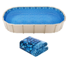 Revestimento de Piscina Oval - DUOKU - 732x366x147 cm - Vinil - Resistente ao Desgaste - Impermeável