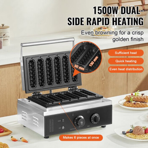 Waffle maker - DUOKU - HT-119 - 1500W - Acciaio Inossidabile - 6 Pezzi 2