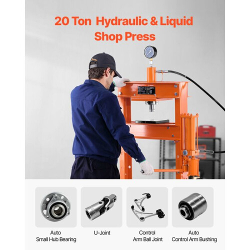 Prensa hidráulica e pneumática - DUOKU - ZX0901 - 20 T - Ajustável - Aço - 30,2 x 23,6 x 69,8 polegadas 2