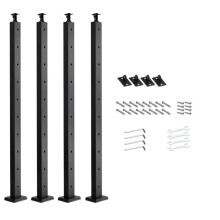 Palo di parapetto - DUOKU - HR-002G - Acciaio inossidabile - 4 pali - Nero