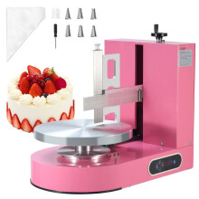Machine à Lisser Crème - DUOKU - 6-14 pouces - Plateau Tournant - Grattoir Réglable - Rose