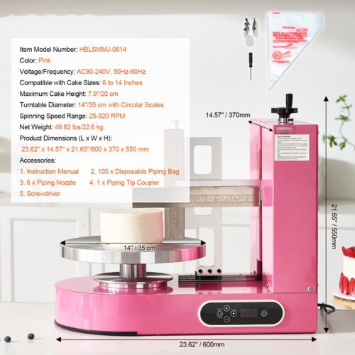 Máquina de Alisar Creme - DUOKU - 6-14 polegadas - Prato Rotativo - Raspador Ajustável - Rosa 1