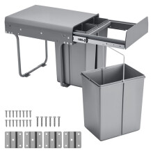 Inbouwafvalbak voor Keuken - Duoku - Afvalcontainer onder de Wasbak - 20 L + 10 L x 2 - Afvalcontainer