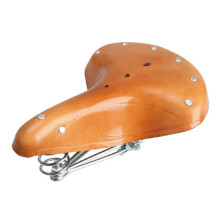 Classic Cowhide Bicycle Seat Triple Spring System Wide Saddle Cover For Mountain Road City Bikes