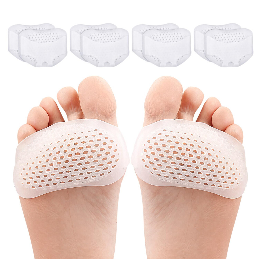 White Metatarsal Pads 4 Pairs Ball Of Foot Cushions Unisex Foot Pads For Shoes Pain Relief Bunion Forefoot Pads