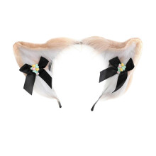 (khaki) Cat Ears Halloween Headband for Womens Girls Daily Wearing , Halloween Party Fancy Dress Cosplay Hair Accessories Yellow