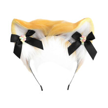 (Yellow) Cat Ears Halloween Headband for Womens Girls Daily Wearing , Halloween Party Fancy Dress Cosplay Hair Accessories Yellow