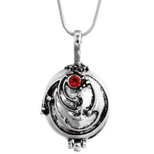 Cosplay Costume Jewelry Necklace, Elena Gilbert's Vervain Locket with Romantic Crystal Detail, Anti-Vampire Locket Charm in Silver Plated Finish for M