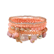 Handgemaakte kleurrijke kralen, gelaagde, elastische armbanden, bohemian stapelbare armbanden voor dames, gouden kralen, vintage etnische stijl met