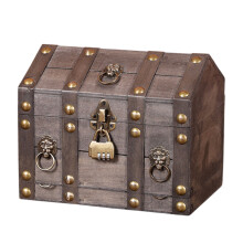 Practical Storage Solution Wooden Box, Decorative Pirate Chest with Vintage Style Finish, Handmade Hinged Lid Design, Lockable Treasure Chest with Res