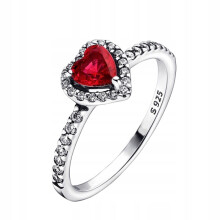 Romantic Heart Ruby Ring, Vintage Style with Oxidized Relief and CZ Accents, Sterling Silver Hypoallergenic Band, Moissanite Halo Inspired Look, Elega