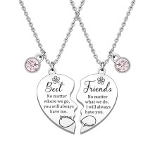 Collana dell'amicizia, ciondolo a cuore diviso con catena regolabile in acciaio inossidabile, collana divertente per migliori amiche, gioielli