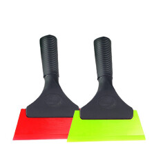 Window Squeegee for Glass Doors and Car Windows with NonSlip Grip and Flexible Rubber Blade, Red and Green