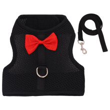Rabbit Harness and Leash Set Breathable Mesh Vest for Small Pets Puppies Outdoor Walks Black S