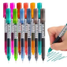 Liquid Ink Rollerball Pens, 12 Coloured Pens, Smooth Writing, Quick Dry, 0.5mm Gel Ink Pens for Writing, Journaling, Drawing, High Capacity, No Bleed