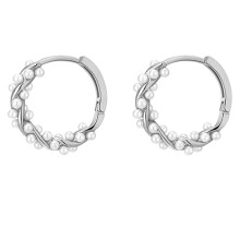 Pendientes de aro hipoalergénicos con perlas para mujer, pendientes de aro retorcidos con perlas de plata de ley 925, pasadores de plata de ley con