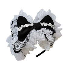 Copricapo da cosplay anime da cameriera con fiocco in nastro, fascia per capelli con fiocco in pizzo stile vintage per ragazze, fascia per capelli